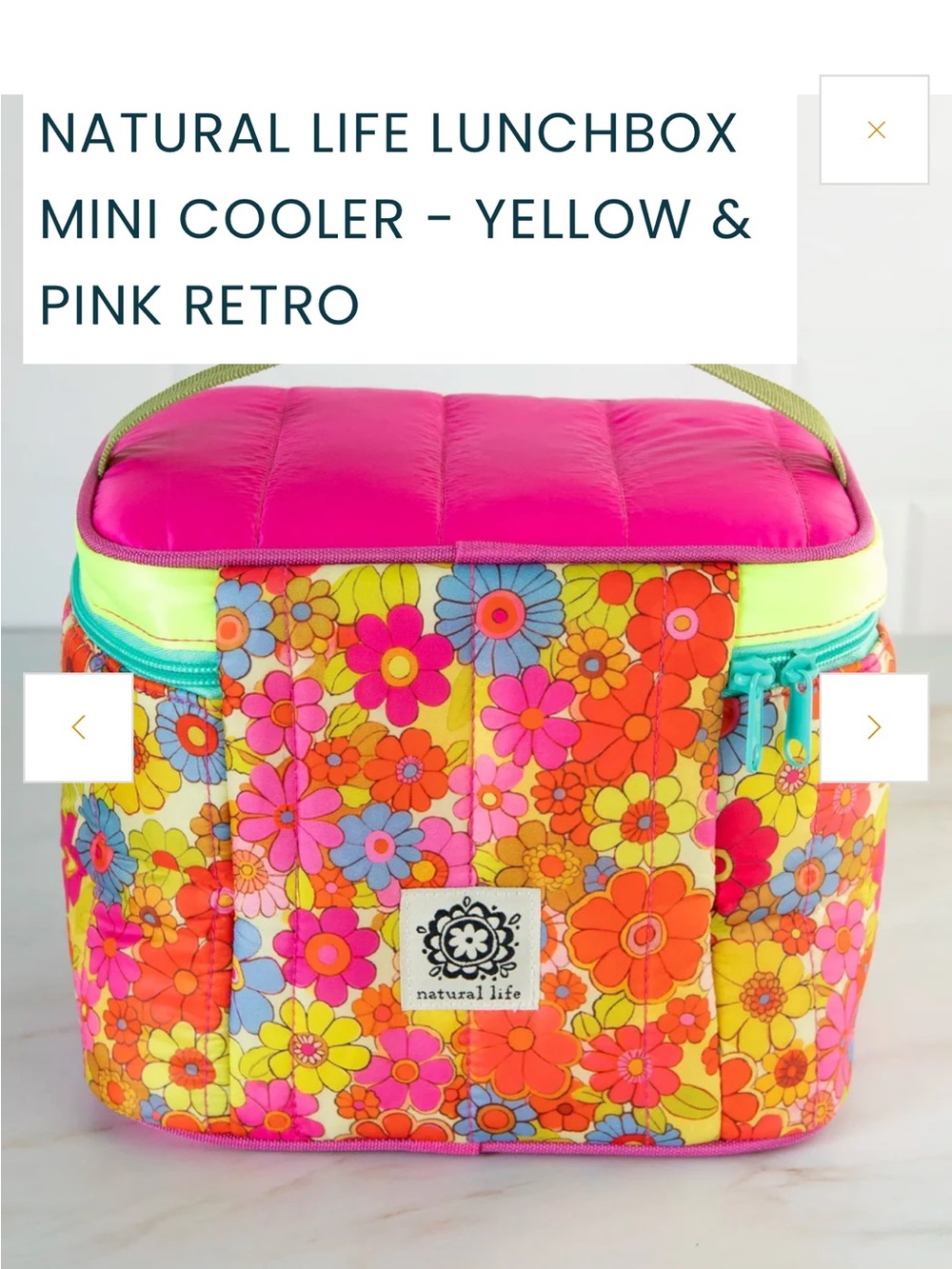 NATURAL LIFE Pink & Yellow Floral Kids Mini Cooler Lunch Bag